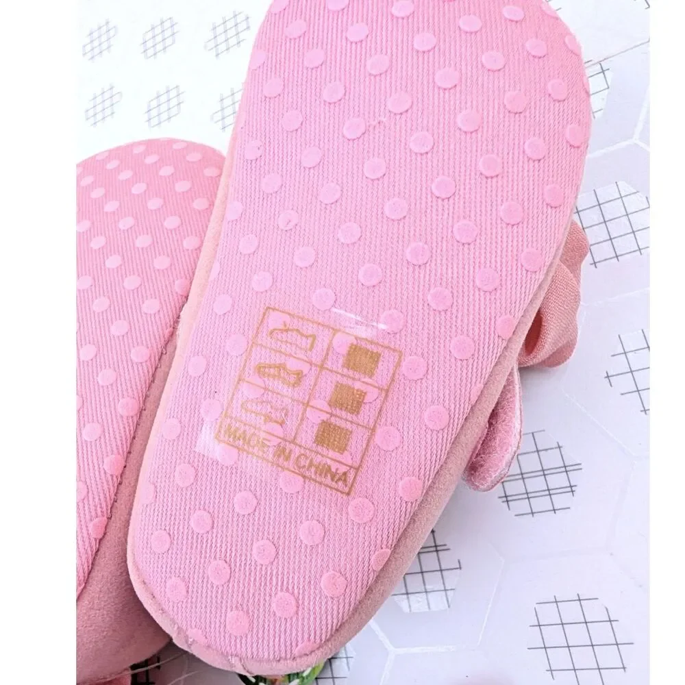 Newborn Baby Girl Pink Mary Jane Crib Dress Shoes Satin Rose Size 1